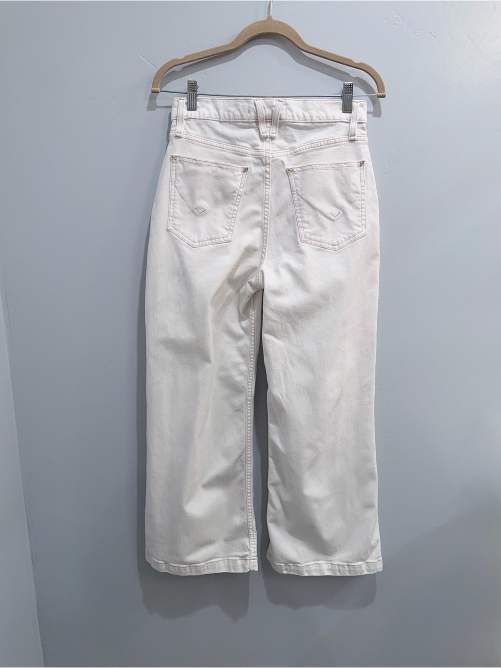 Hudson Jeans Jodie Wide Leg Utility High Rise Pants White Tan Stitching Size 27 - Picture 7 of 15